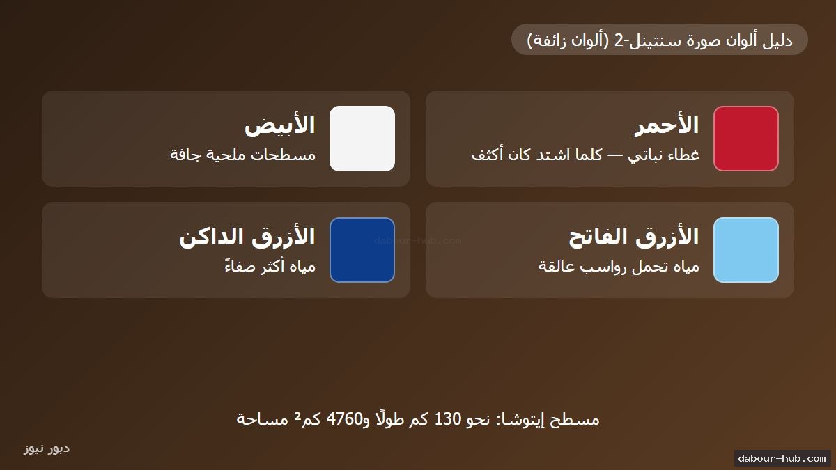 دليل ألوان صورة سنتينل-2 الزائفة لمسطح إيتوشا